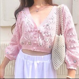FOR LOVE & LEMONS Charleston Cardigan Pink
